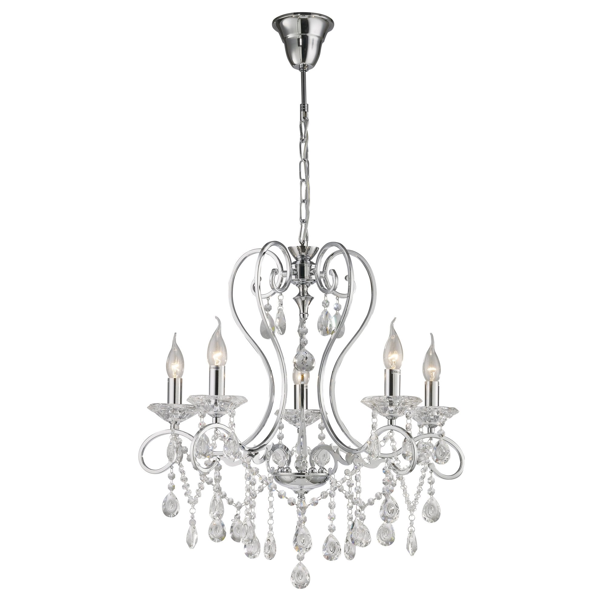 Vela Pendant 5 Light Polished Chrome/Crystal