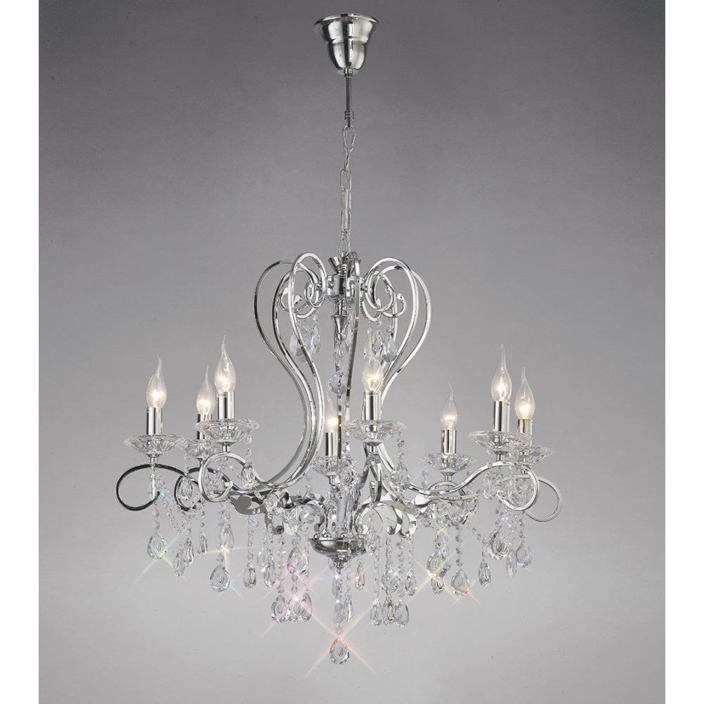 Vela Pendant 8 Light Polished Chrome/Crystal