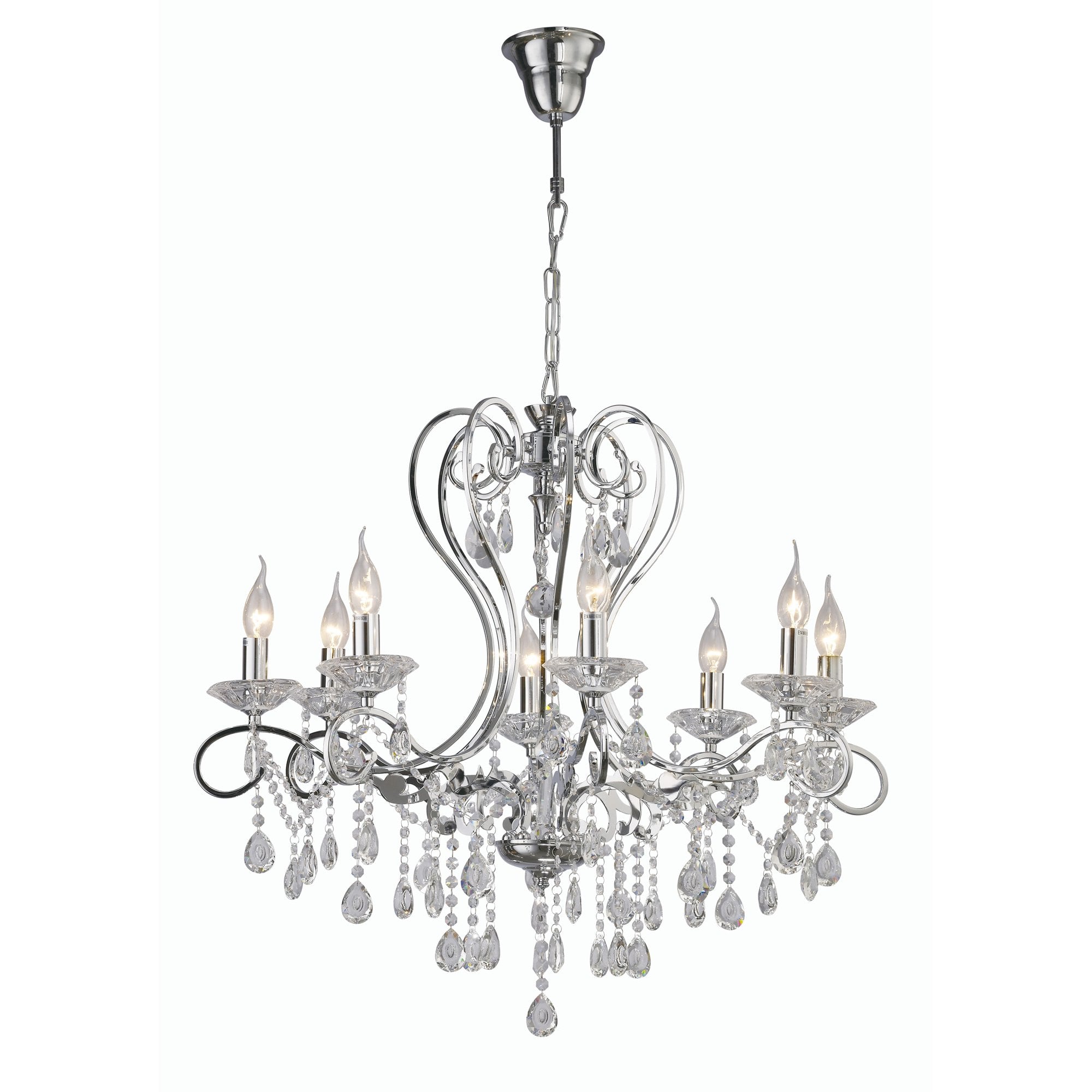 Vela Pendant 8 Light Polished Chrome/Crystal