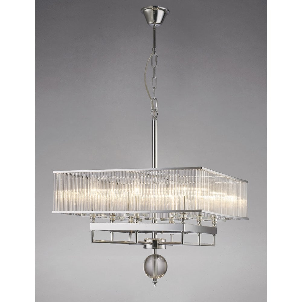 Vanessa Pendant Square 8 Light Polished Chrome/Crystal