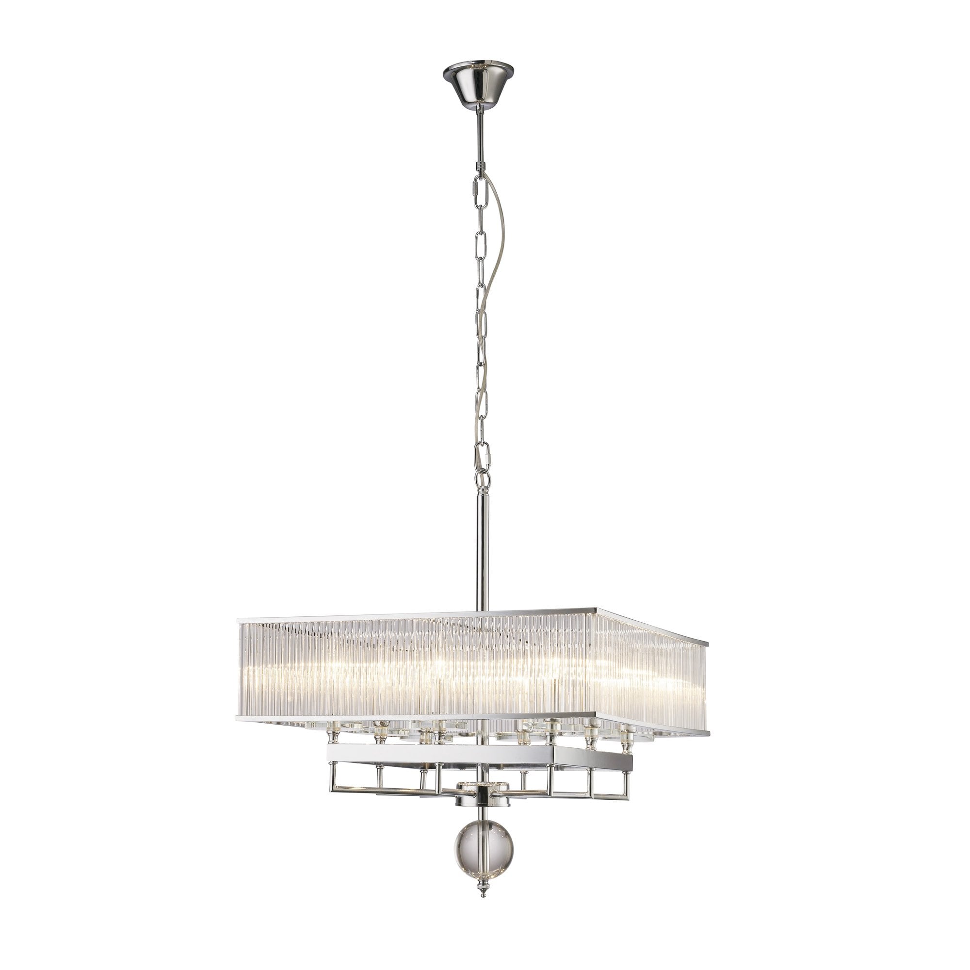 Vanessa Pendant Square 8 Light Polished Chrome/Crystal