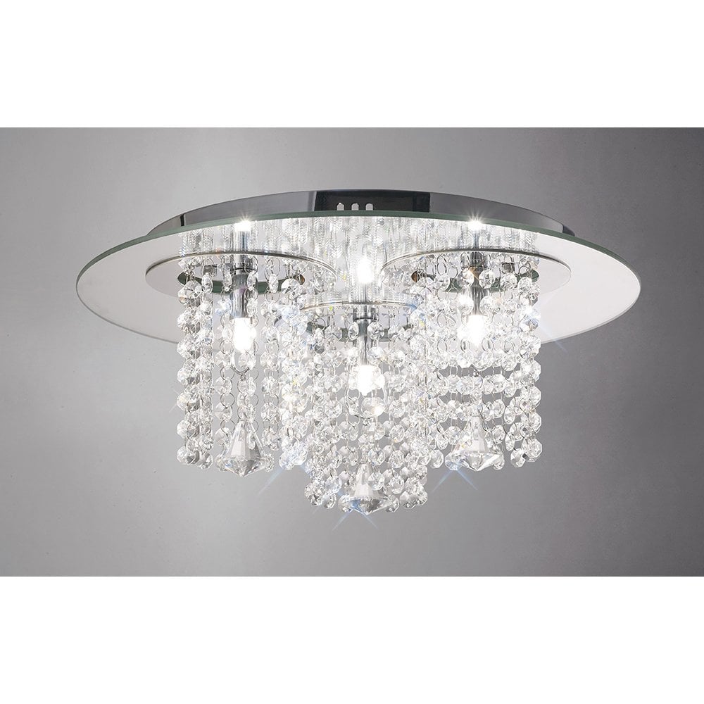 Pegasus Ceiling 3 Light Polished Chrome/Mirror/Crystal