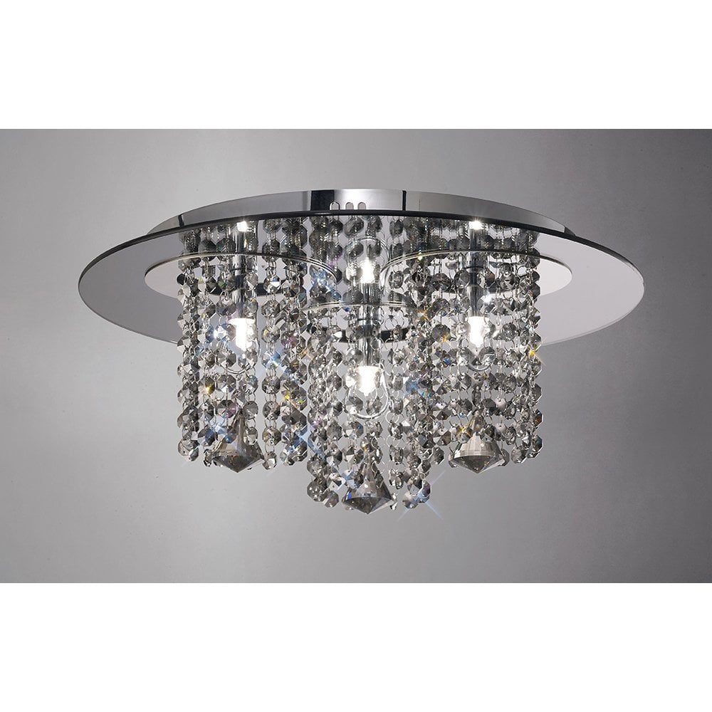 Pegasus Ceiling 3 Light Polished Chrome/Smoked Mirror/Smoked Crystal