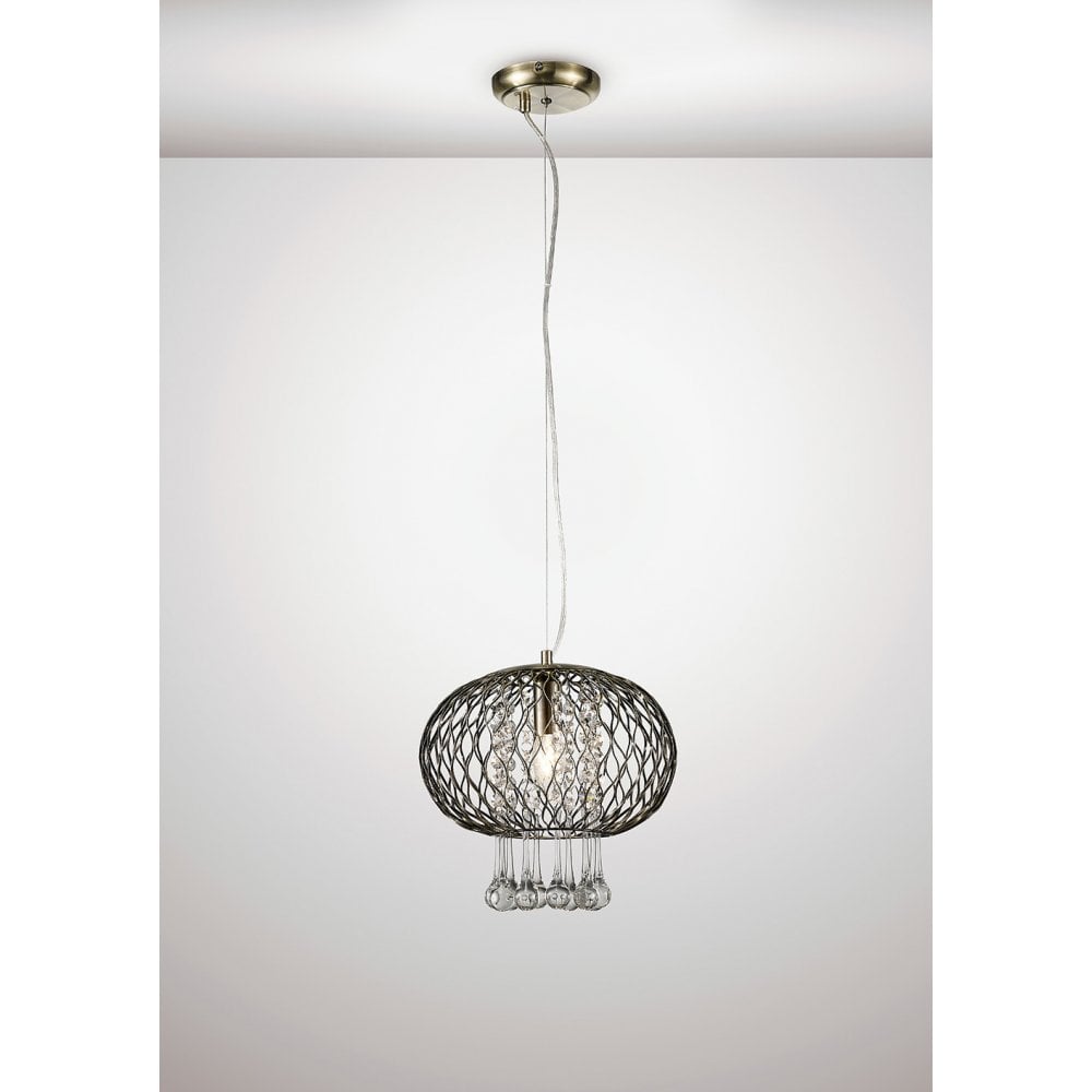 Chelsie Medium Pendant 1 Light Antique Brass / Clear Glass