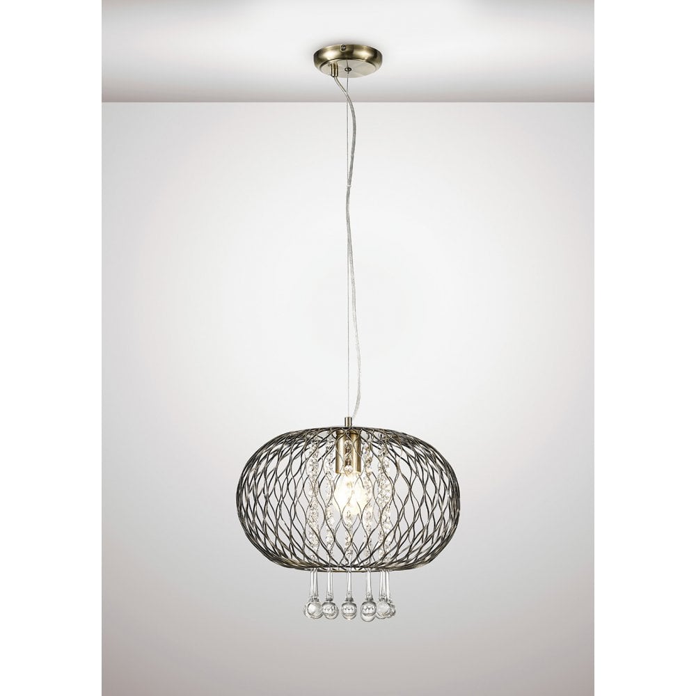 Chelsie Large Pendant 1 Light Antique Brass / Clear Glass