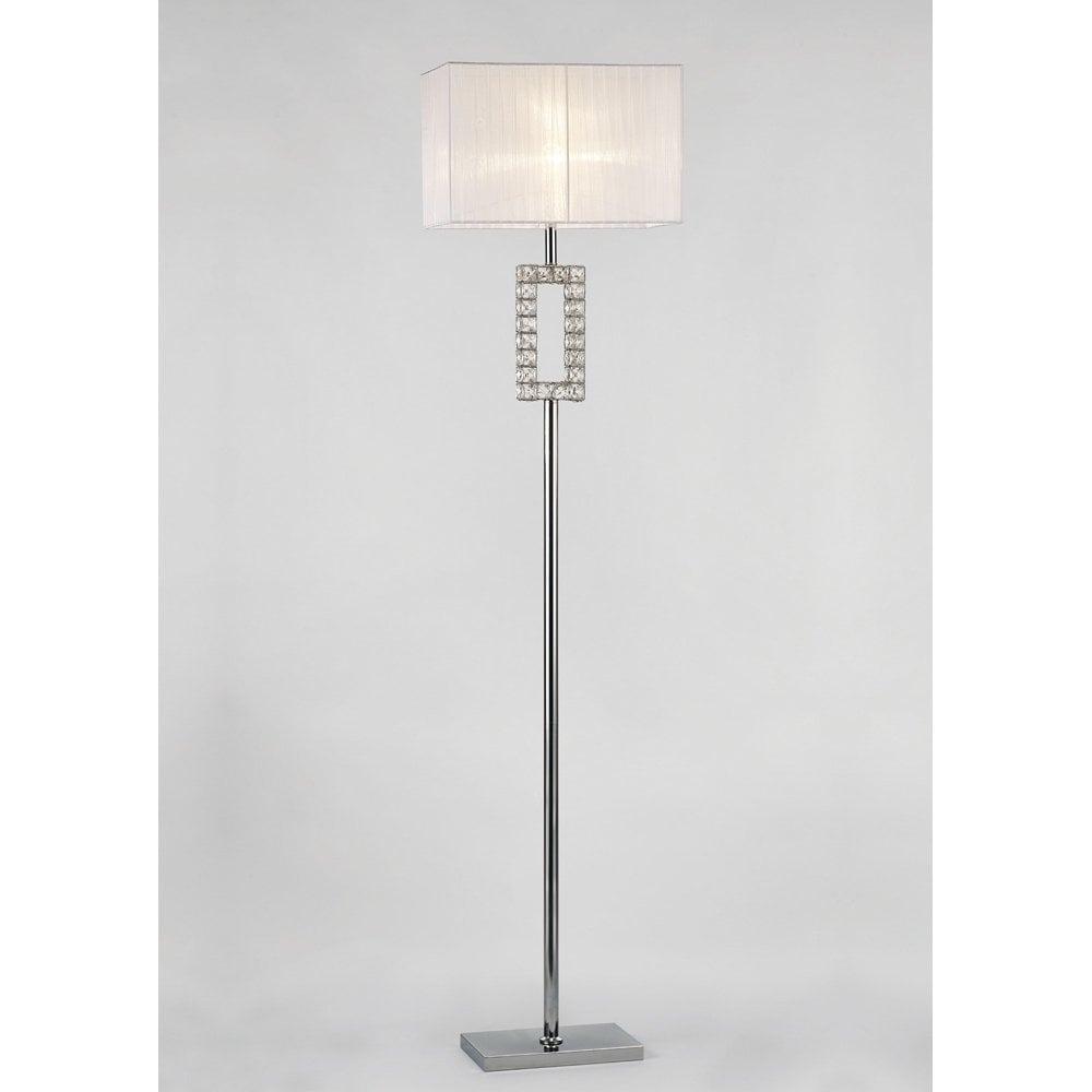 Florence Renctangle Floor Lamp With White Shade 1 Light Polished Chrome/Crystal