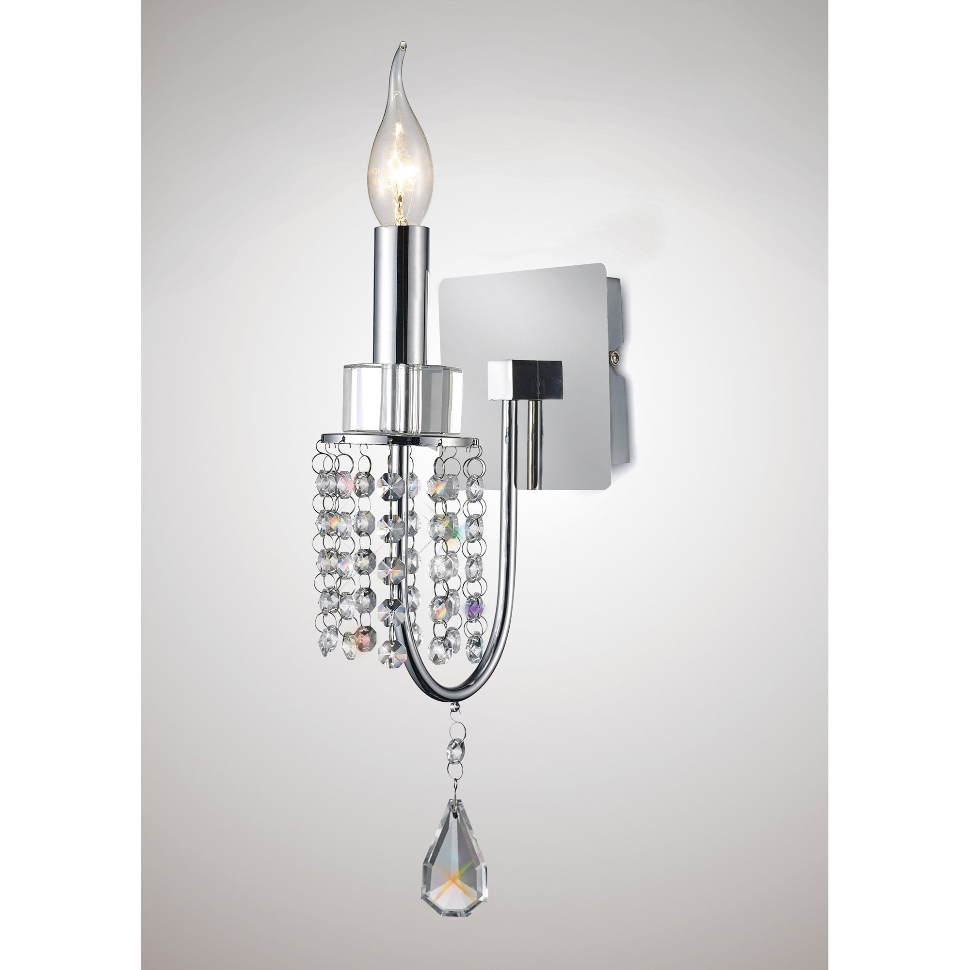 Emily Wall Lamp Switched 1 Light Polished Chrome/Crystal