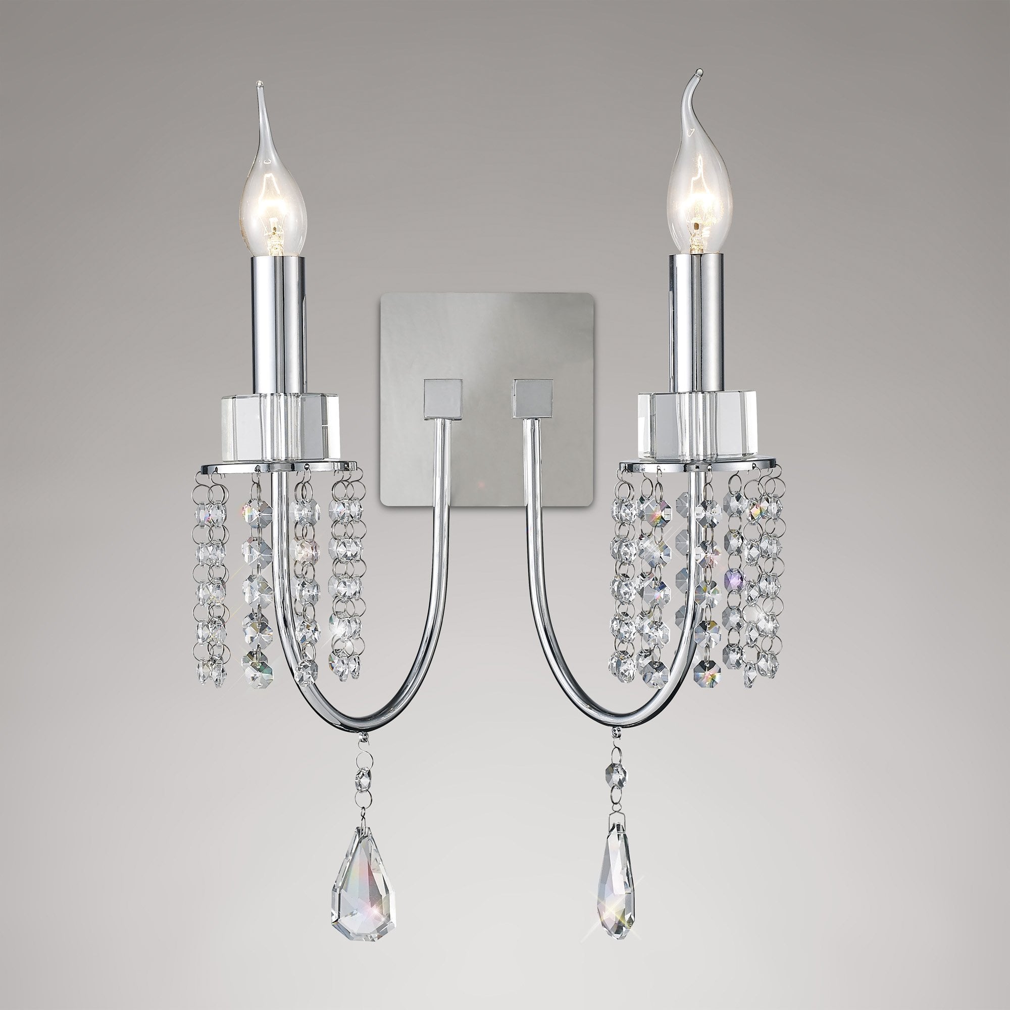 Emily Wall Lamp Switched 2 Light Polished Chrome/Crystal