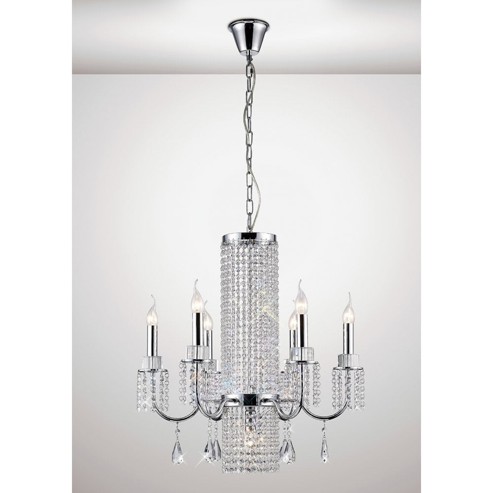 Emily Pendant 6 Light Polished Chrome/Crystal