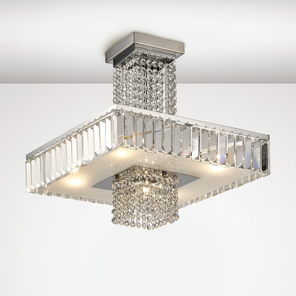 Ophelia Semi Ceiling 6 Light Polished Chrome/Crystal