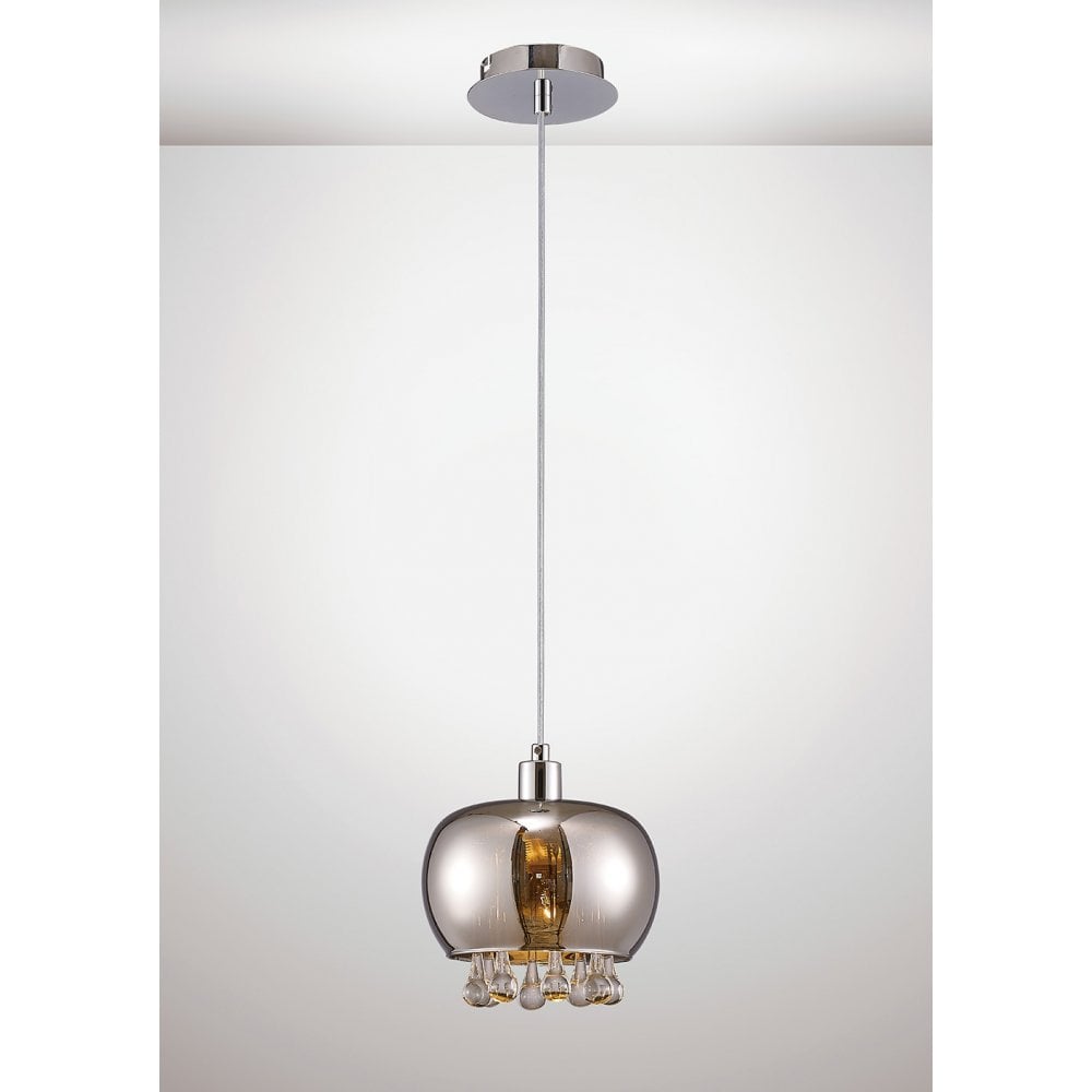 Pandora Single Pendant 1 Light E14 Mirrored Glass / Polished Chrome / Clear Glass