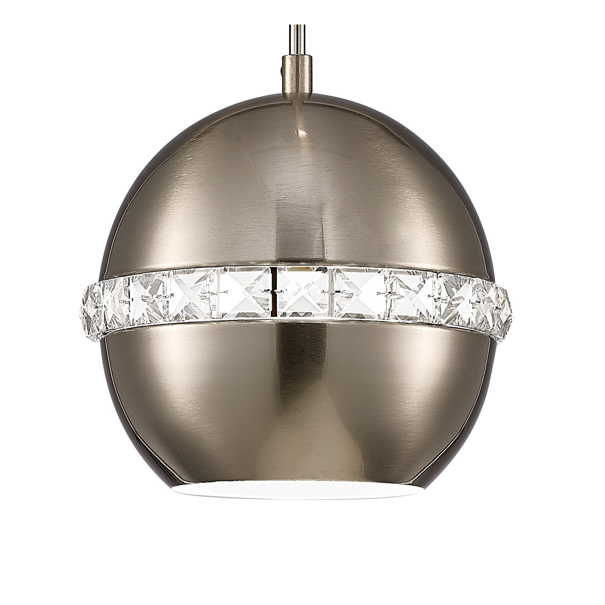 Andrea Single Pendant 1 Light E27 Satin Nickel / Crystal