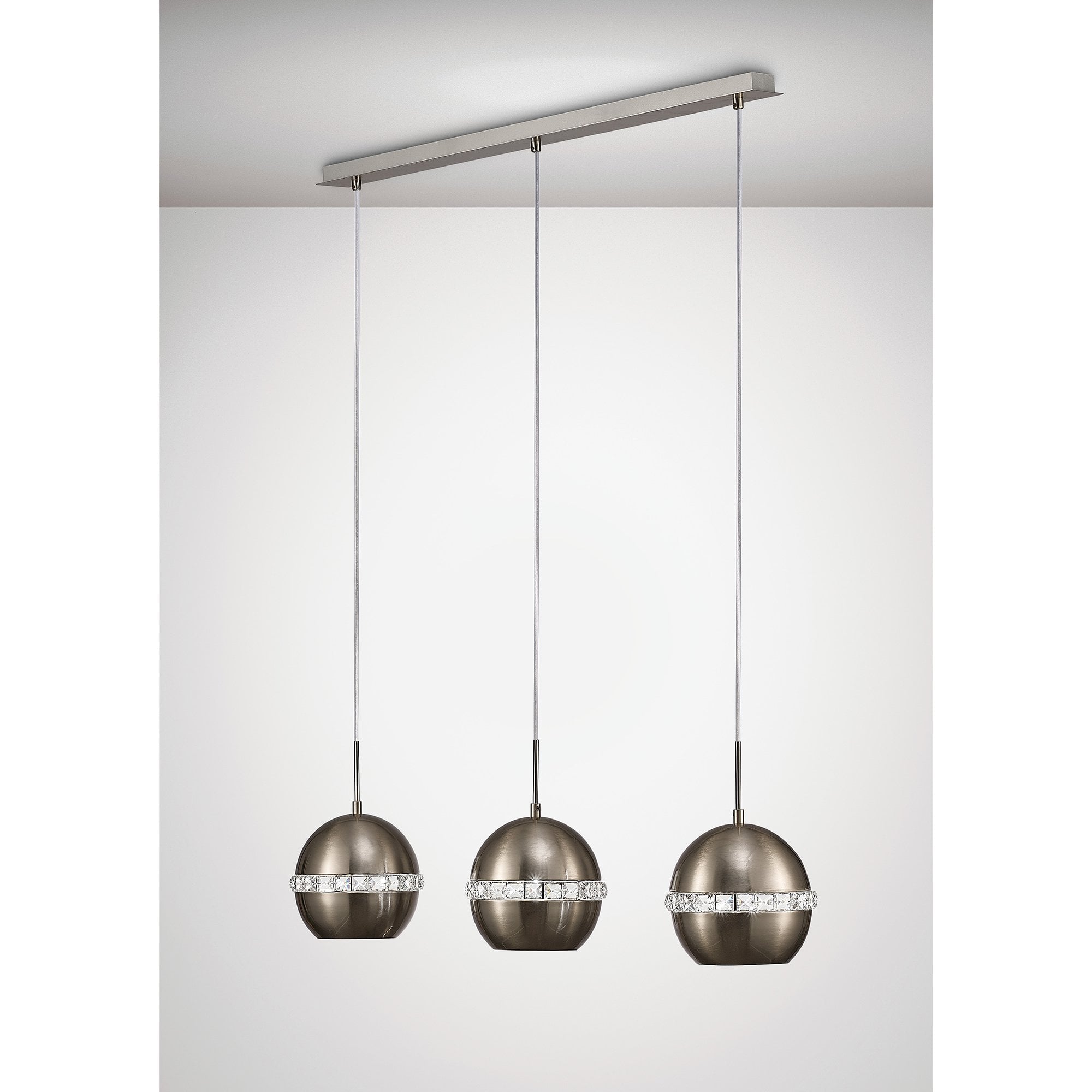 Andrea Pendant 3 Light E27 Linear Polished Chrome/Crystal