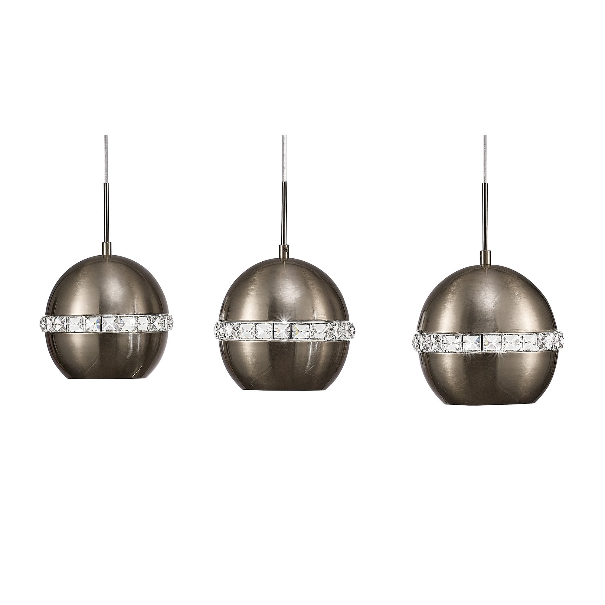 Andrea Pendant 3 Light E27 Linear Polished Chrome/Crystal