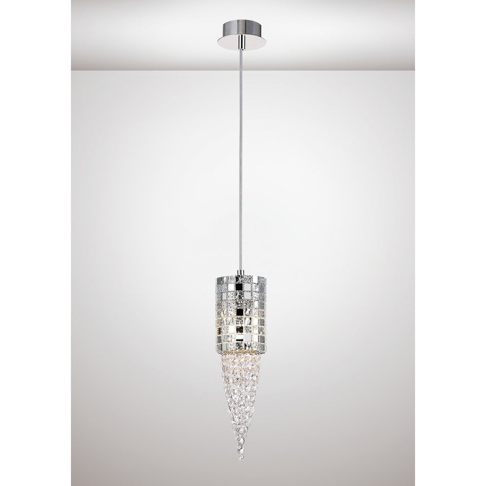 Camden Single Pendant 1 Light G9 Polished Chrome/Mosaic Glass/Crystal