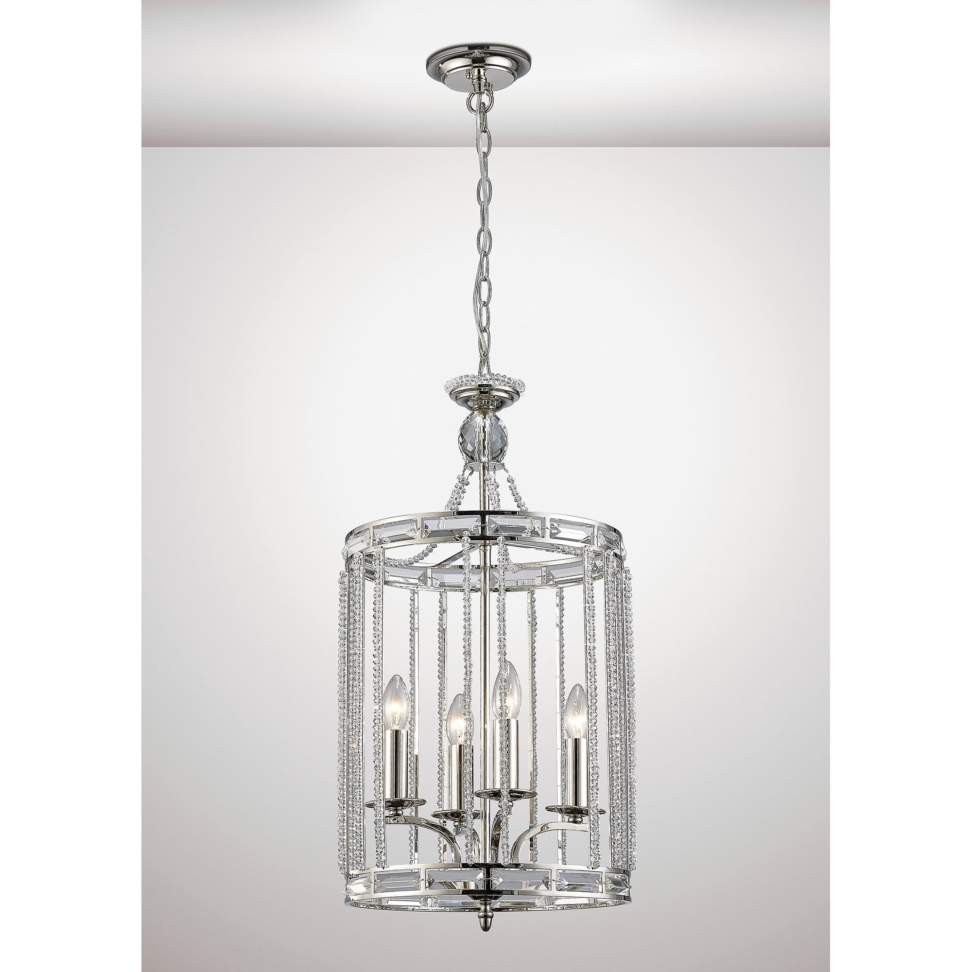 Adina Pendant 4 Light E14 Polished Nickel/Crystal