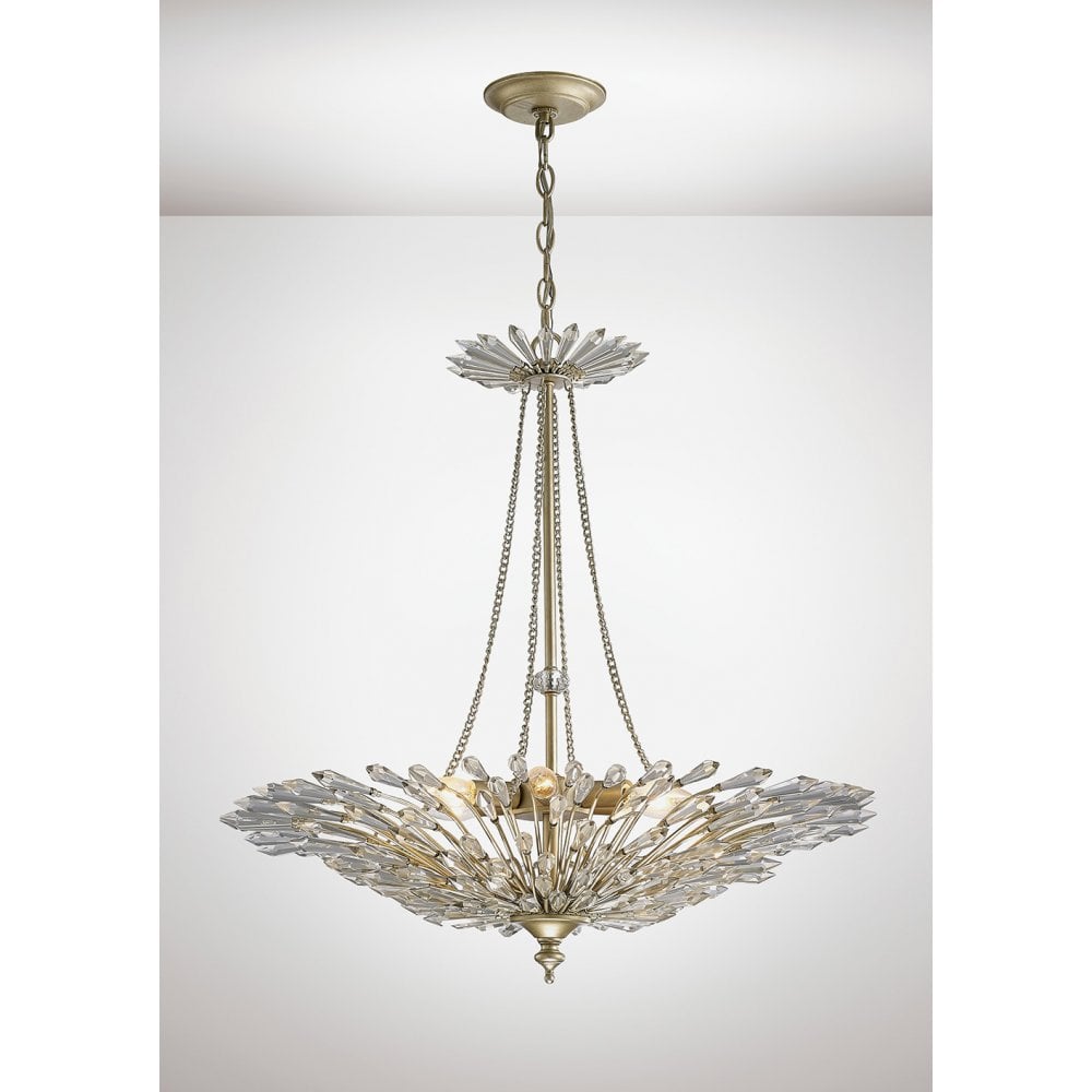 Fay Pendant 6 Light E14 Aged Gold/Silver/Crystal