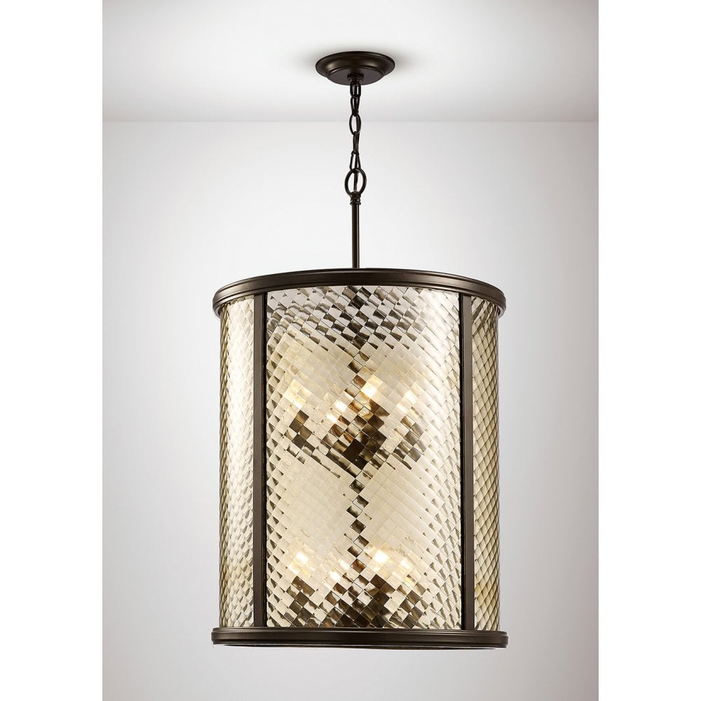 Asia Pendant 8 Light E14 Oiled Bronze/Clear Glass