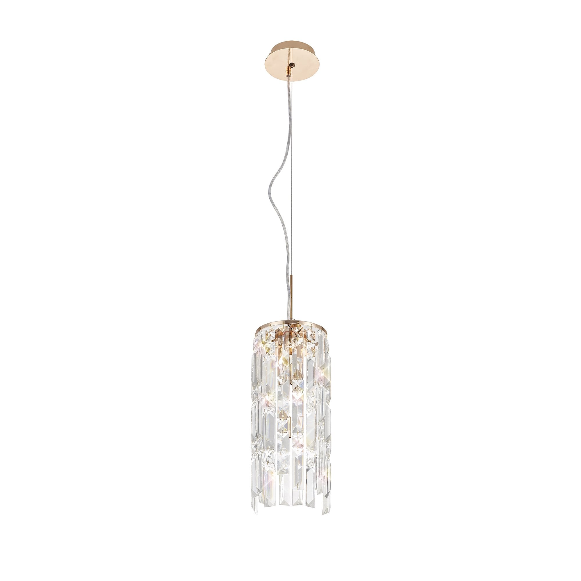 Maddison Pendant Cylinder 2 Light G9 Rose Gold/Crystal