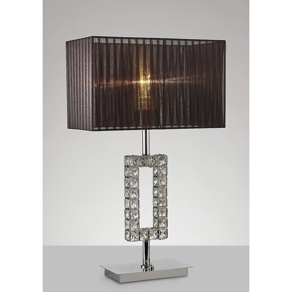 Florence Rectangle Table Lamp With Black Shade 1 Light Polished Chrome/Crystal