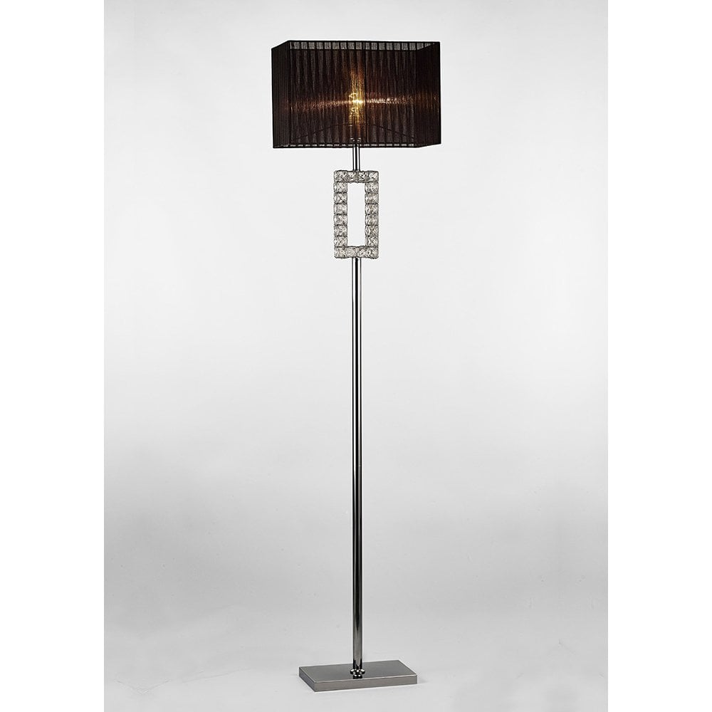 Florence Renctangle Floor Lamp With Black Shade 1 Light Polished Chrome/Crystal