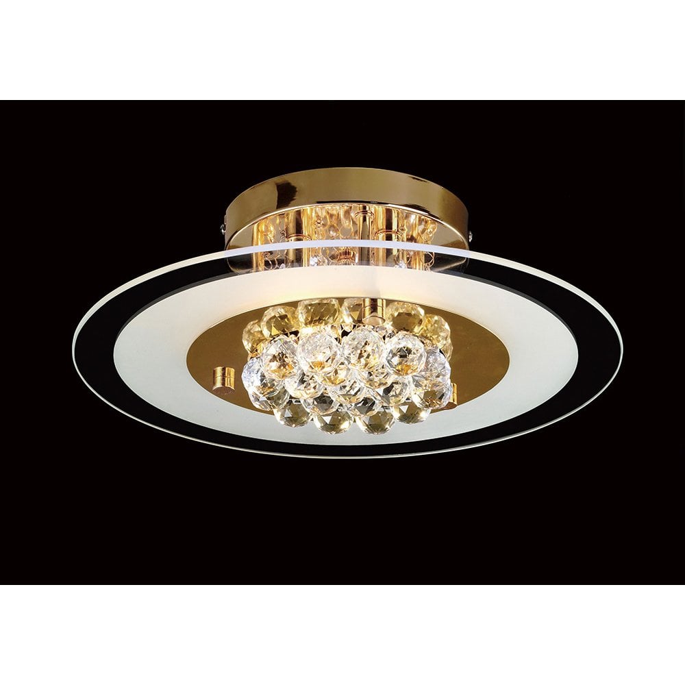 Delmar Flush Round 4 Light French Gold/Glass/Crystal