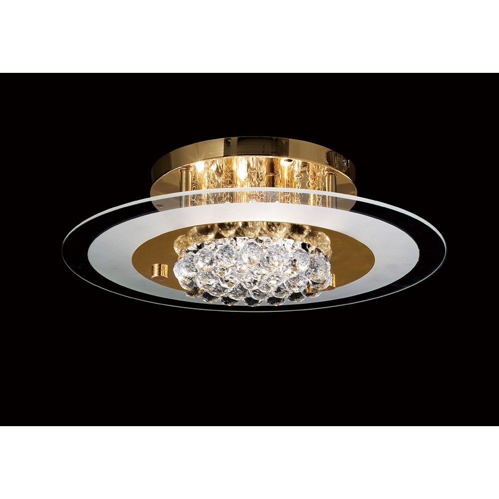 Delmar Flush Round 6 Light French Gold/Glass/Crystal