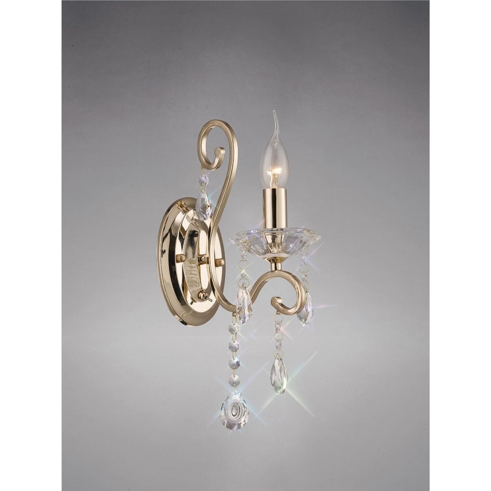 Vela Wall Lamp Switched 1 Light French Gold/Crystal