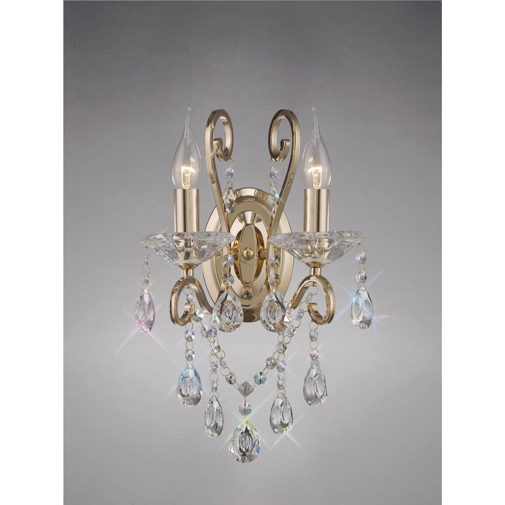 Vela Wall Lamp Switched 2 Light French Gold/Crystal