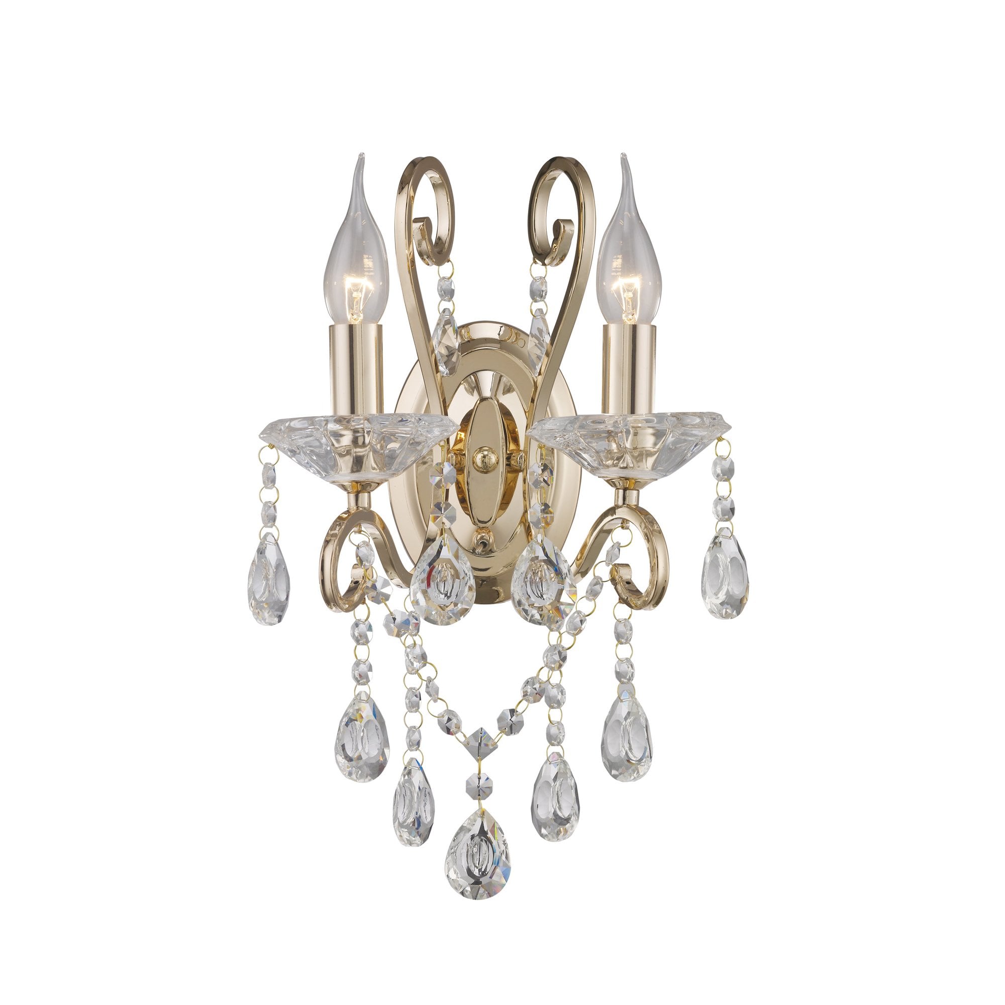 Vela Wall Lamp Switched 2 Light French Gold/Crystal