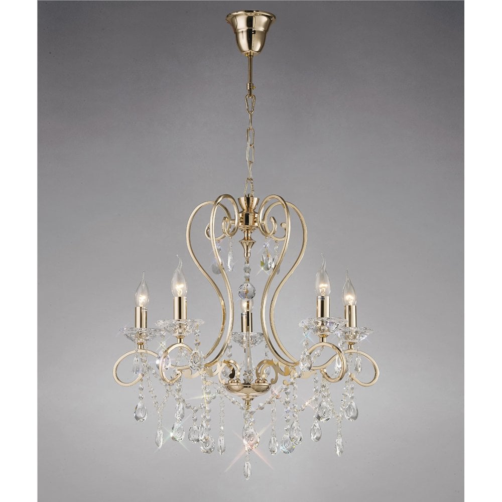 Vela Pendant 5 Light French Gold/Crystal