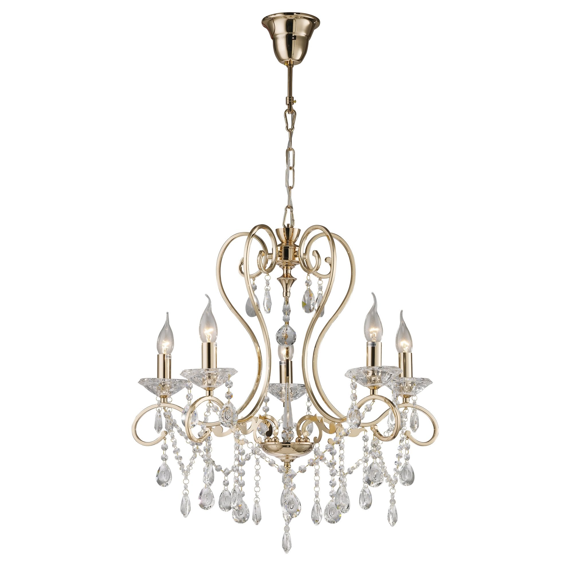 Vela Pendant 5 Light French Gold/Crystal