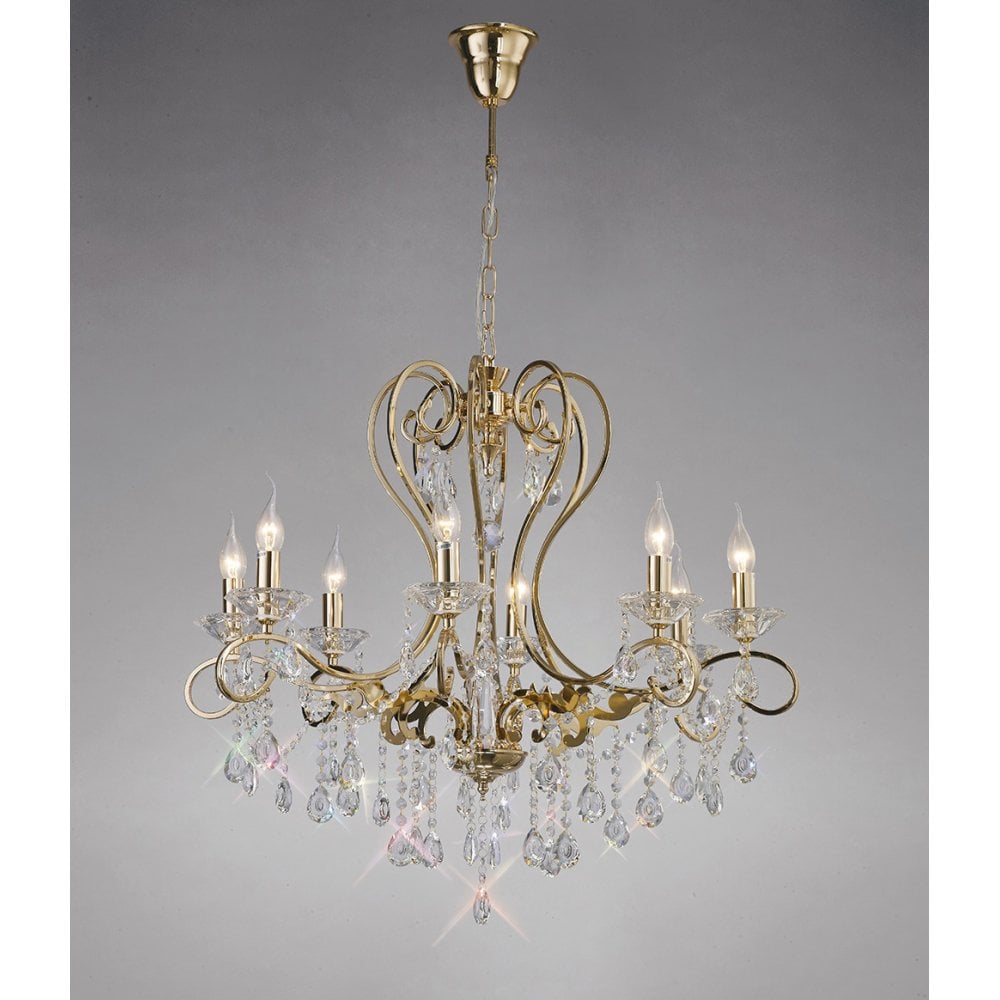 Vela Pendant 8 Light French Gold/Crystal