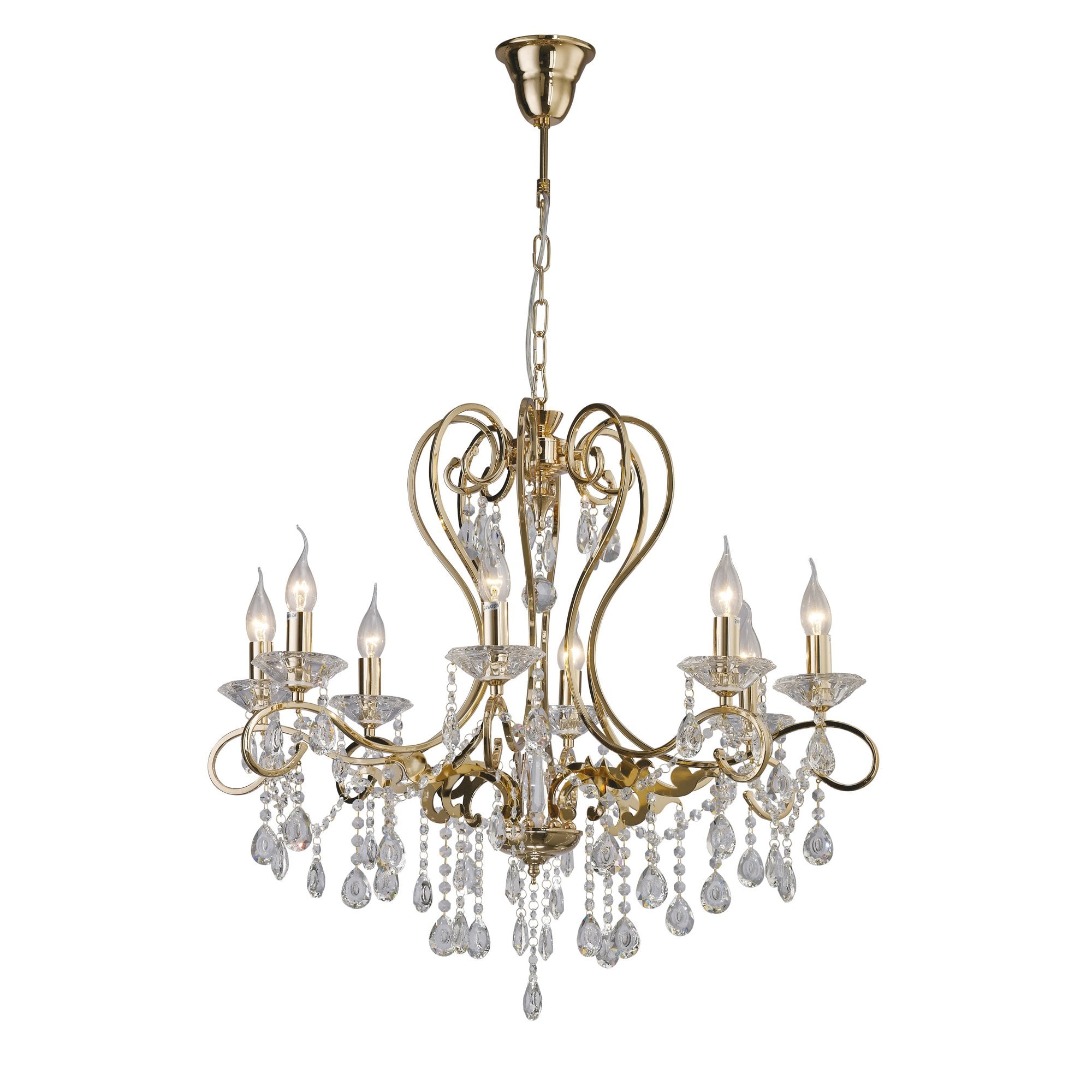 Vela Pendant 8 Light French Gold/Crystal