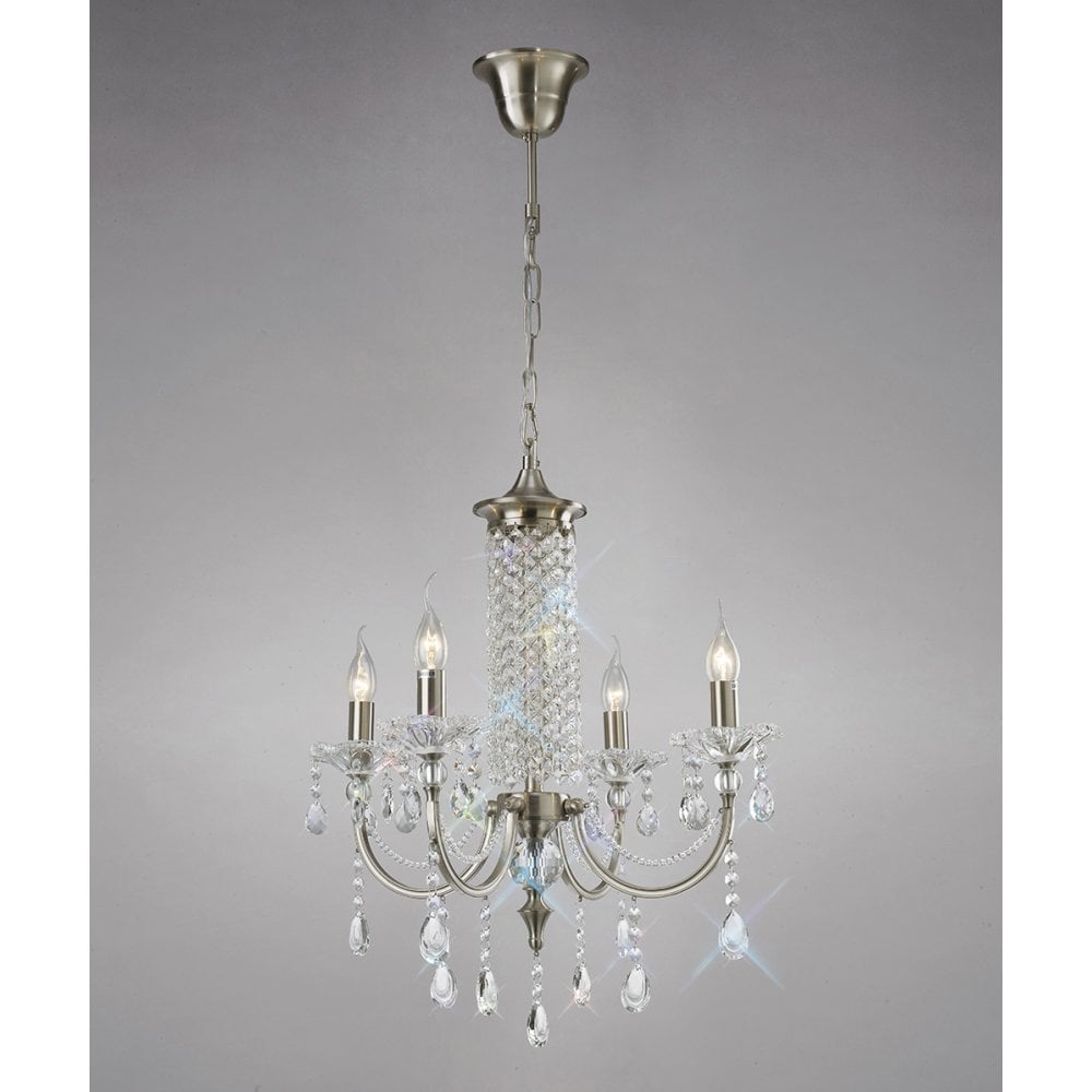 Leana Pendant 4 Light Satin Nickel/Crystal