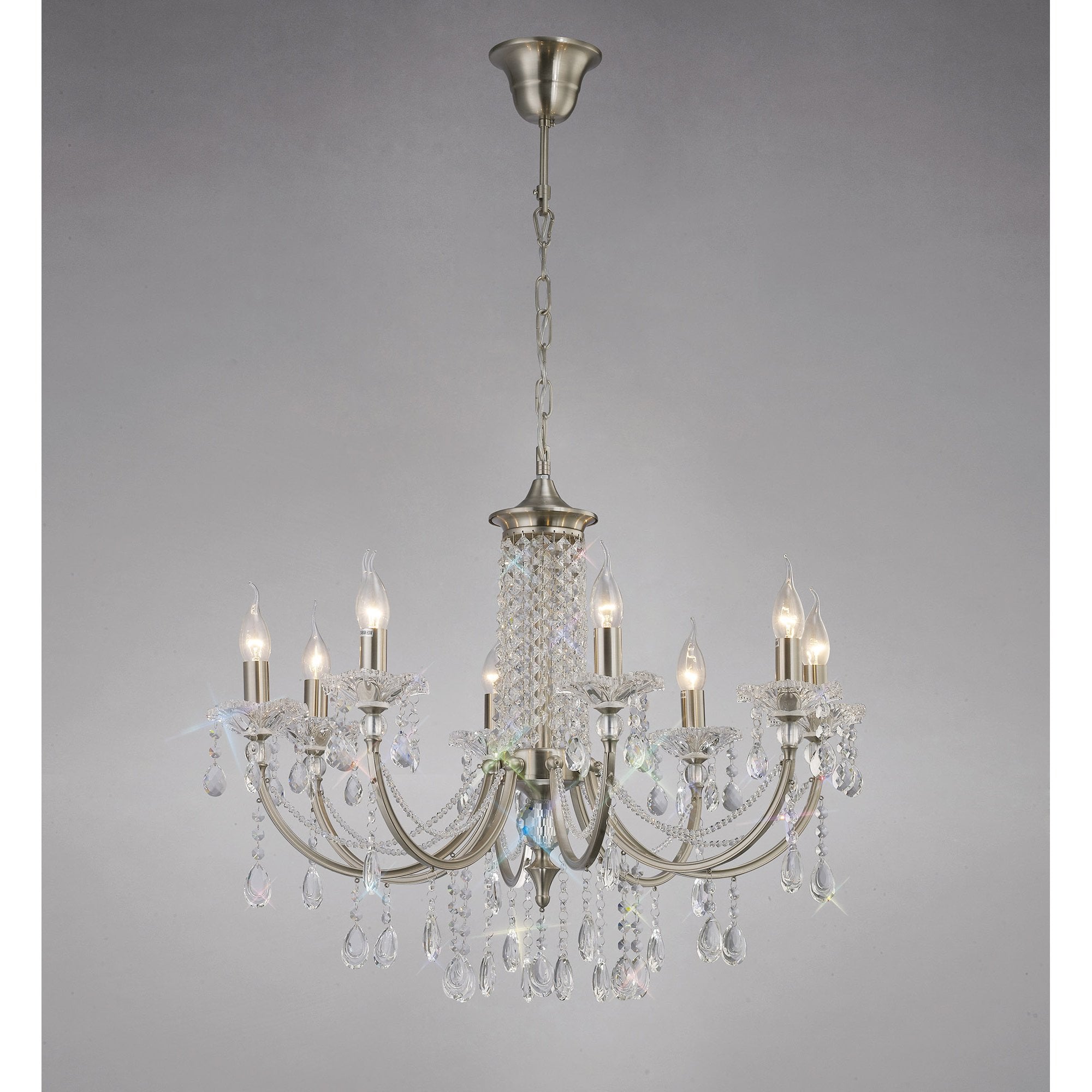 Leana Pendant 8 Light Satin Nickel/Crystal