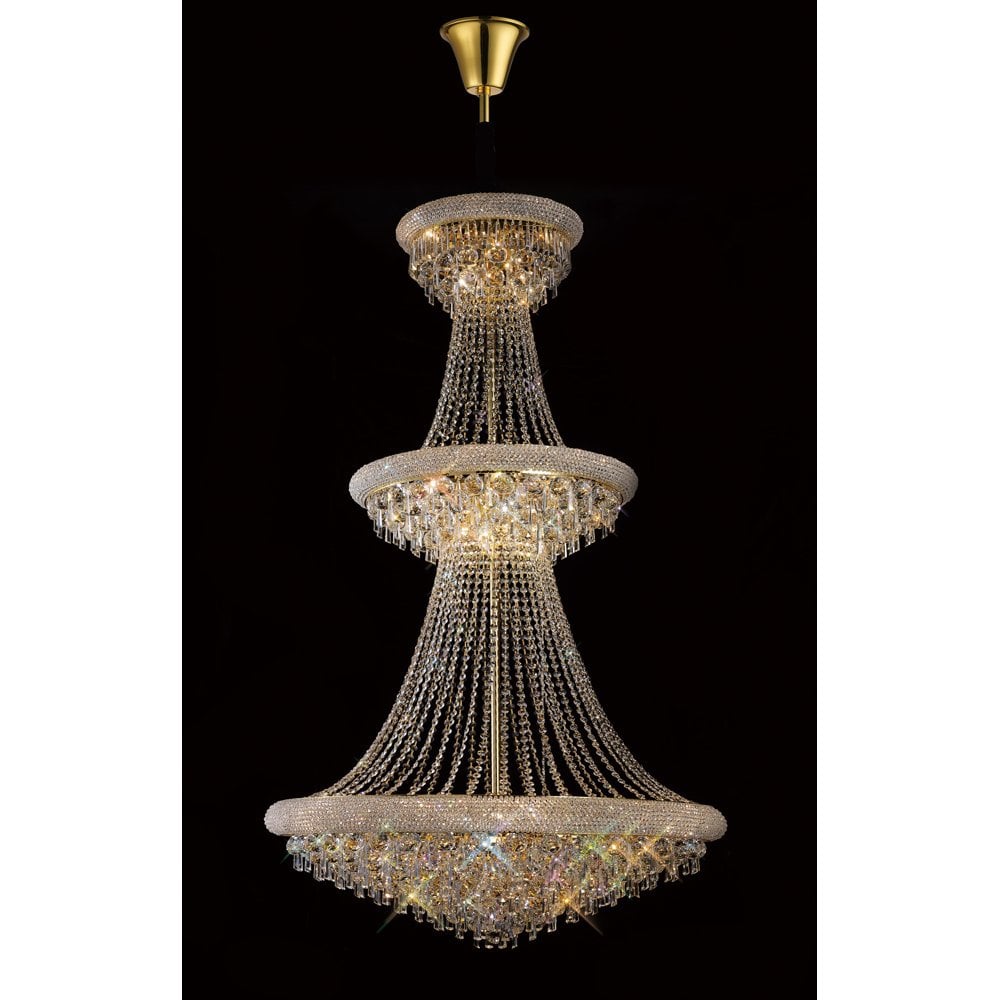 Alexandra Pendant 3 Tier 37 Light French Gold/Crystal