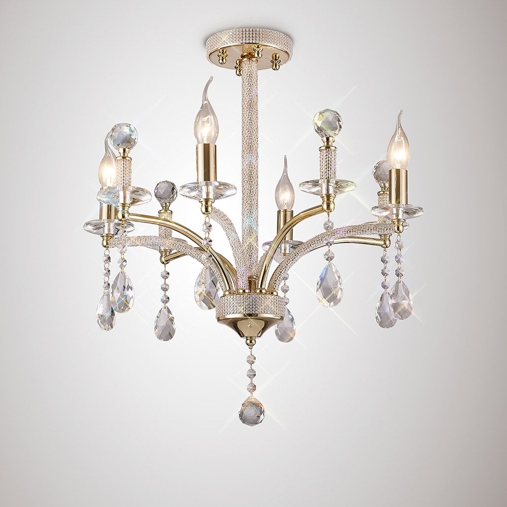 Fiore Pendant 4 Light French Gold/Crystal