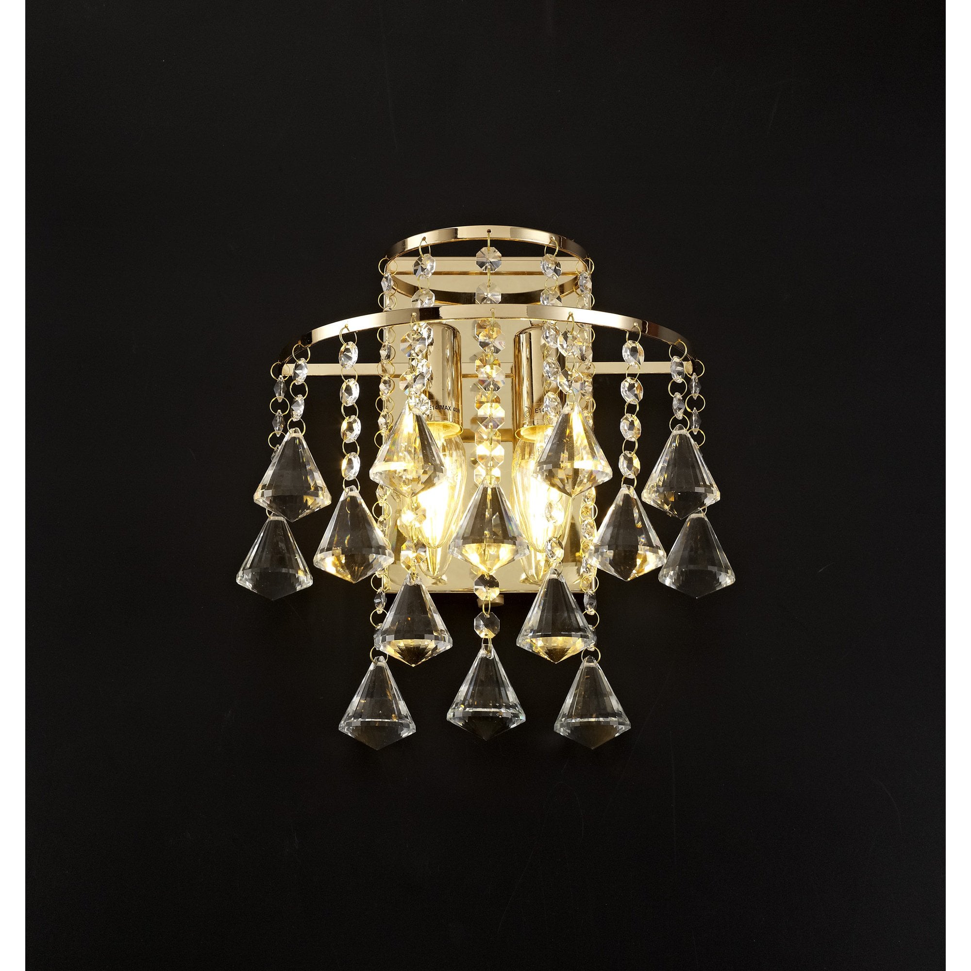 Inina Wall Lamp Switched 2 Light E14 French Gold/Crystal