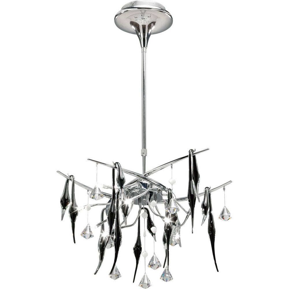 Cygnet Ceiling 10 Light Polished Chrome/Black Glass/Crystal