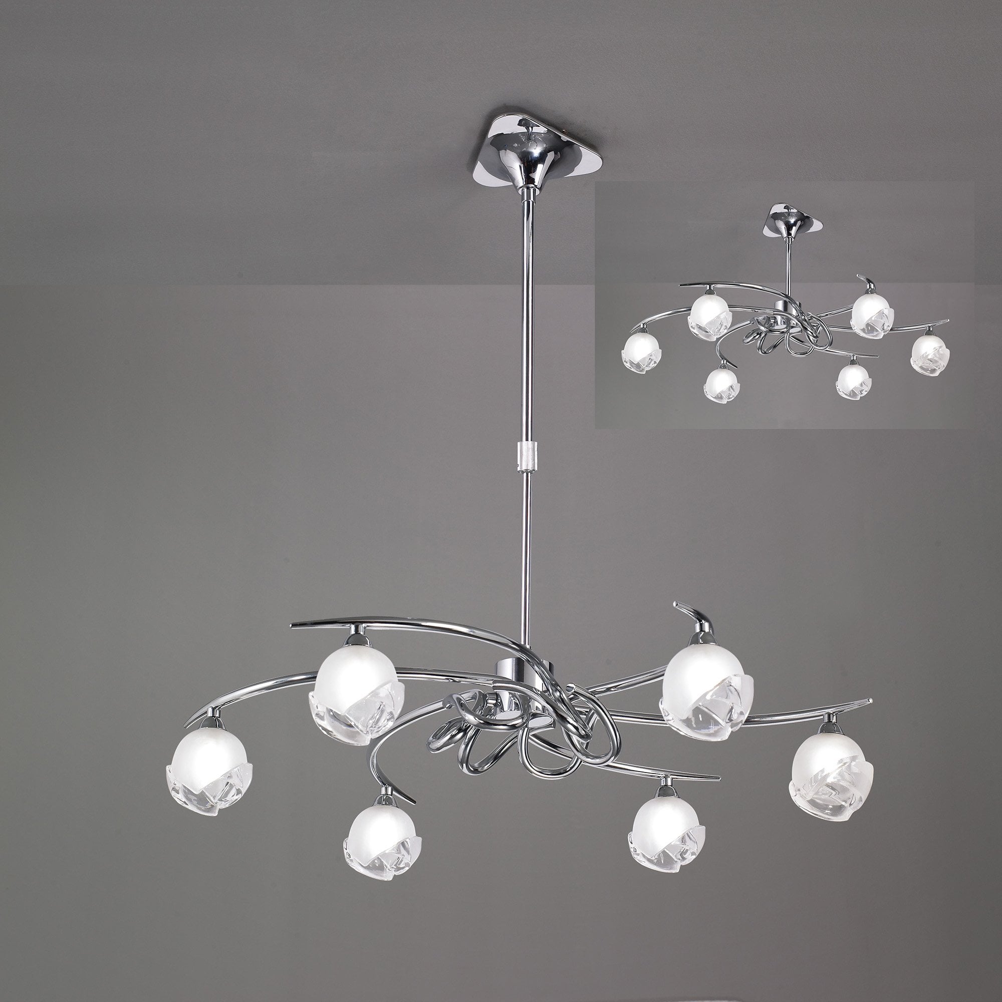 Fragma Telescopic Semi Flush Convertible 6 Light G9, Polished Chrome