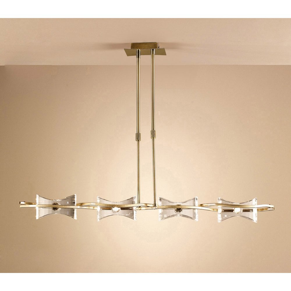 Kromo Telescopic 4 Light G9 Line, Antique Brass