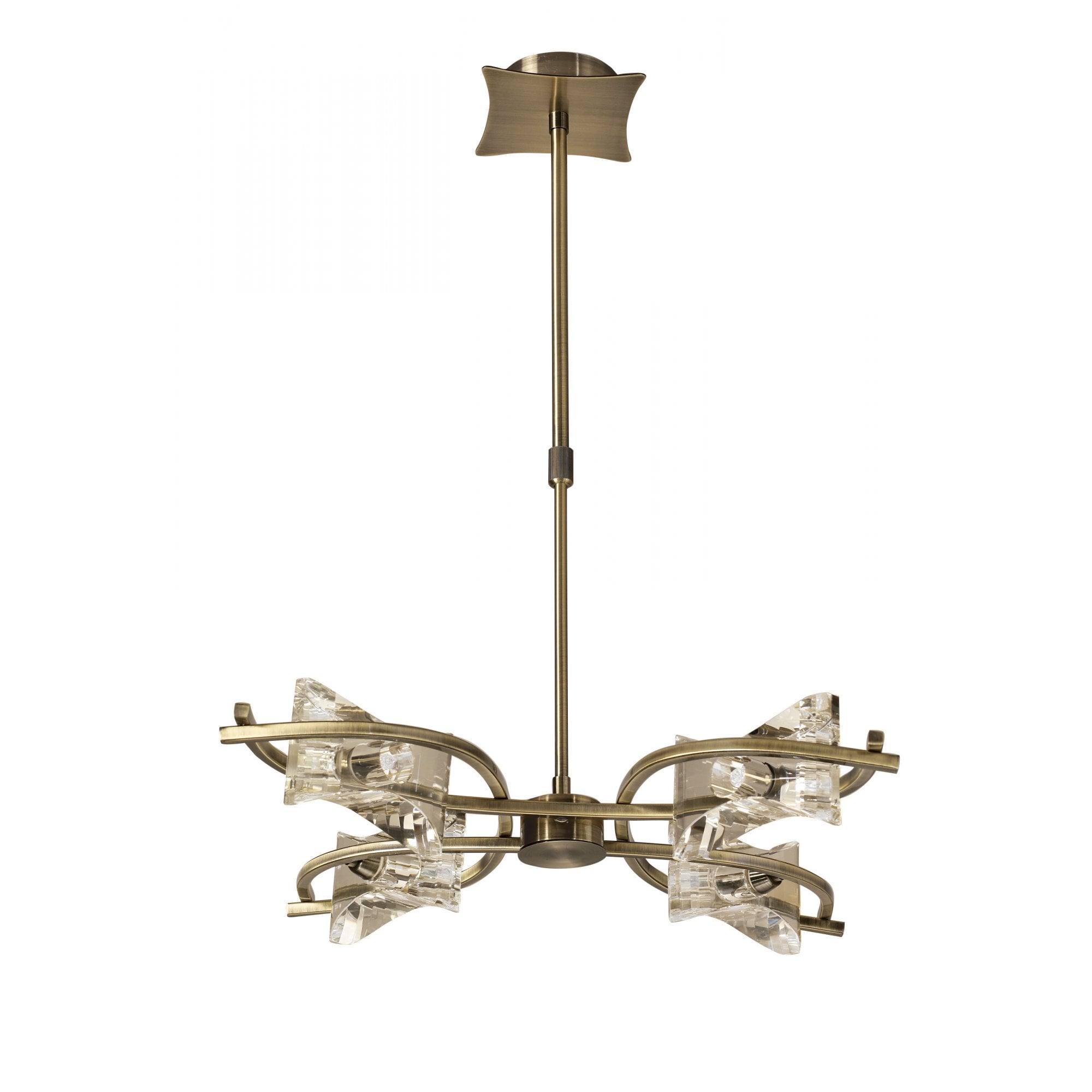 Kromo Telescopic Semi Flush Convertible 4 Light G9, Antique Brass