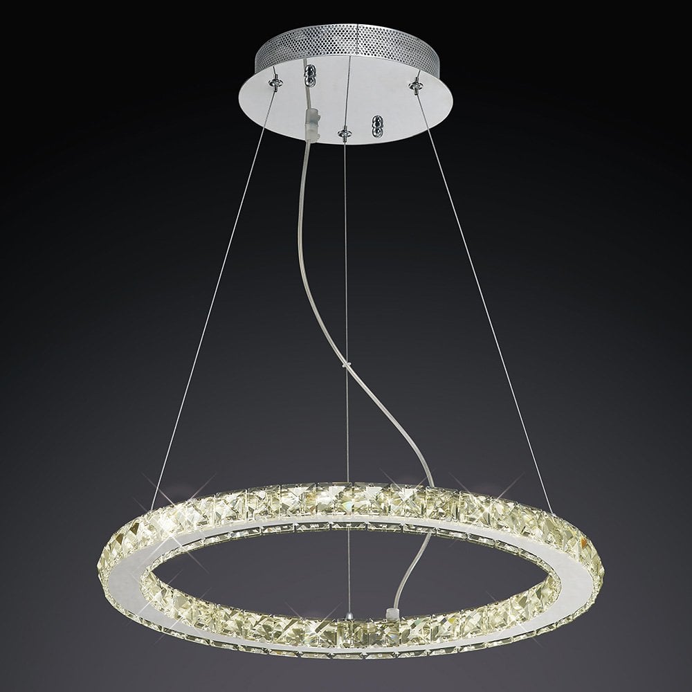 Galaxy Pendant Round Small 27W LED 4000K Polished Chrome/Crystal