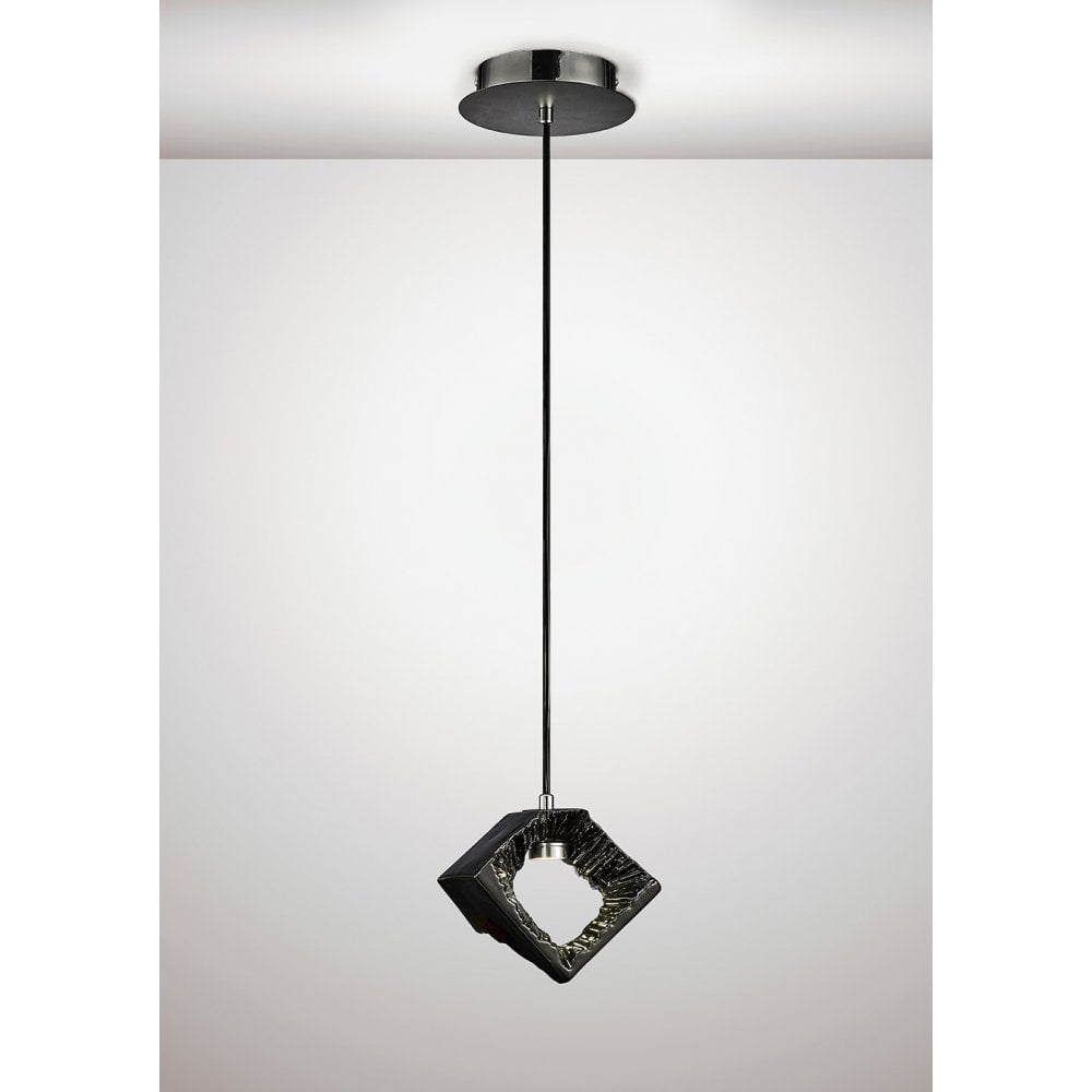 Salvio Square Sculpture Pendant 1 x 3W LED Chrome/Black