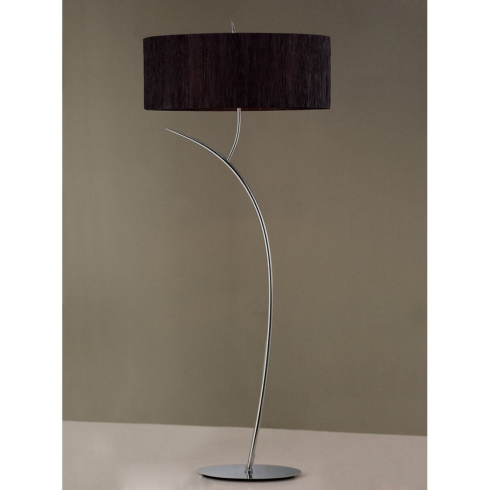 Eve Floor Lamp 2 Light E27, Polished Chrome With Black Oval Shade