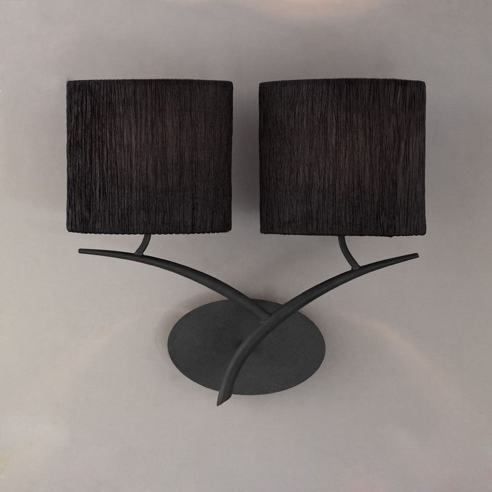 Eve Wall Lamp 2 Light E27, Antracite With Black Oval Shades