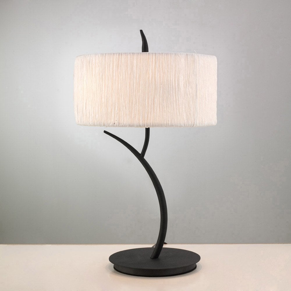 Eve Table Lamp 2 Light E27 Large, Antracite With White Round Shade