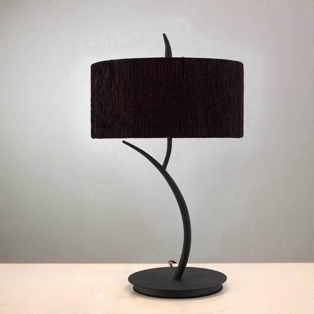 Eve Table Lamp 2 Light E27 Large, Antracite With Black Round Shade