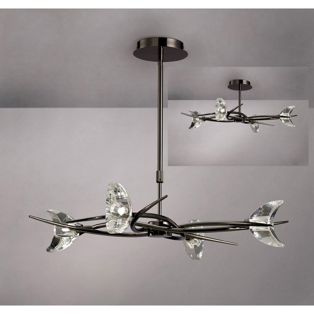 Eclipse Telescopic Semi Flush Convertible 4 Light G9, Black Chrome